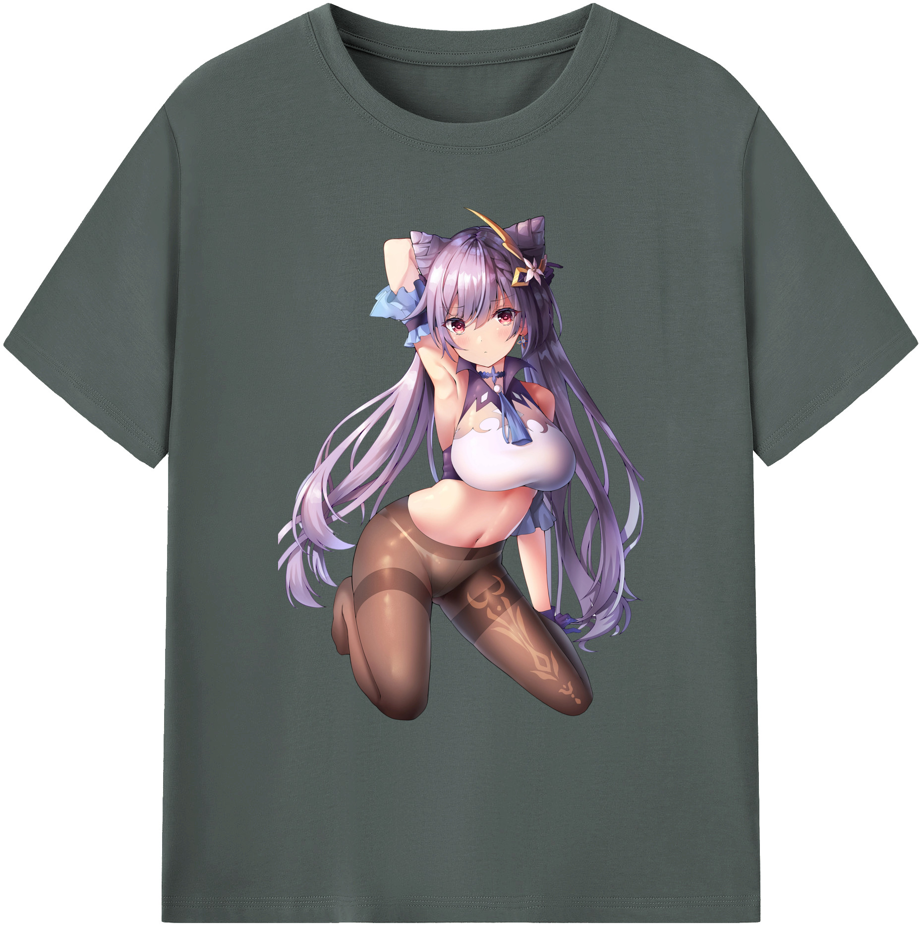 げんし神 刻晴 こくせい genshin Kokusei 綿100％ メンズ半袖Tシャツ｜肌触りやわらか＆通気性